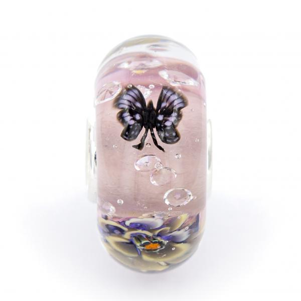 Soft Old Pink Butterfly Monroe - Elfbeads Glas